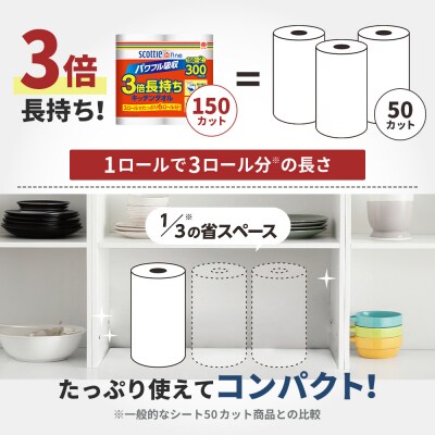 キッチンペーパースコッティ3倍巻きキッチンタオル150カット2R×24P[No.5704-0827]