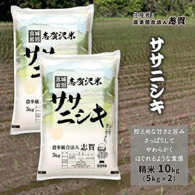 【令和7年産新米】志賀沢米 ササニシキ精米10kg (5kg×2) [No.5704-0501]