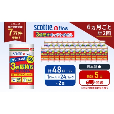 定期便 キッチンペーパー  キッチンタオル スコッティ《計2回》[No.5704-1095]