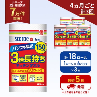 定期便 キッチンペーパー 6P入 キッチンタオル スコッティ《計3回》[No.5704-1098]