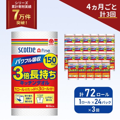 定期便 キッチンペーパー  キッチンタオル スコッティ《計3回》[No.5704-1100]