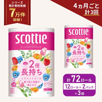 定期便 トイレットペーパー ダブル 2倍長持ち 72R《計3回》  [No.5704-1142]