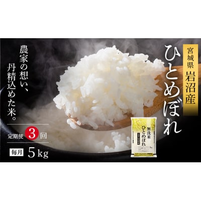 【先行予約3ヶ月定期便】令和7年産新米 ひとめぼれ 5kg×3 無洗米[No.5704-1217]