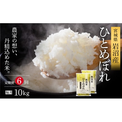【6ヶ月定期便】令和7年産新米 ひとめぼれ 10kg×6 無洗米 米[No.5704-1222]