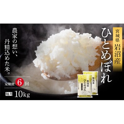 【6ヶ月定期便】令和7年産 ひとめぼれ 10kg×6 無洗米 米[No.5704-1222]