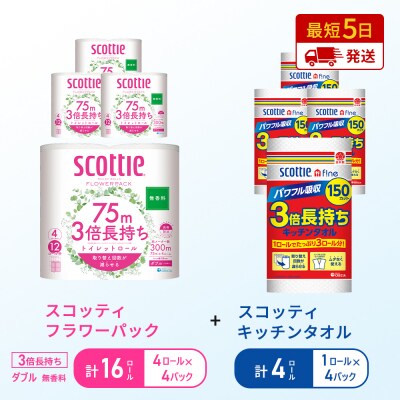 キッチンペーパー+トイレットペーパー無香料4P[No.5704-1762]