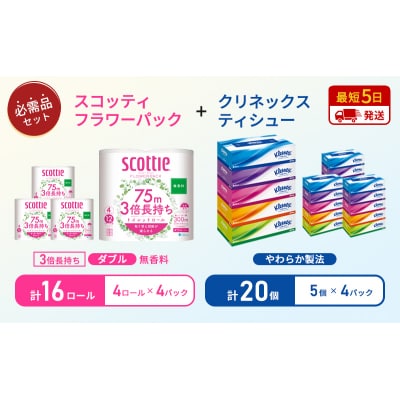 ティッシュ+トイレットペーパー無香料4P[No.5704-1784]