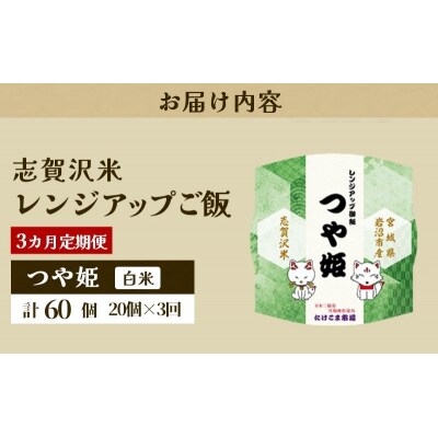 【令和7年産】3ヵ月定期便 つや姫 レンジアップごはん 20個[No.5704-0932]