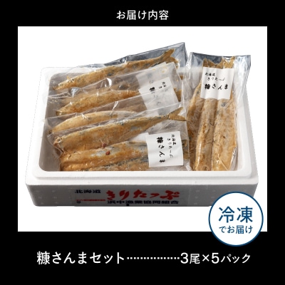 【北海道浜中町産】 糠さんま(3尾×5パック)_H0001-105