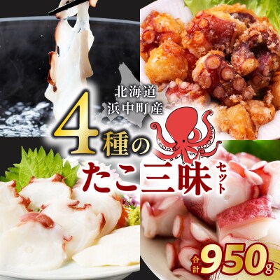4種のたこ三昧セット(刺身・しゃぶ・ぶつ切り・唐揚げ)　総重量950g_H0023-120