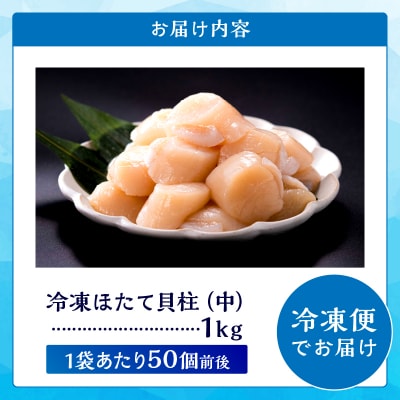 【緊急支援品】北海道産 ほたて貝柱(中)　計1kg_H0001-044