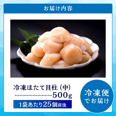 北海道産 ほたて貝柱(中)　計500g_H0001-1211