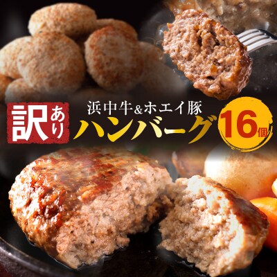 【訳あり】浜中牛&ホエイ豚 ハンバーグ 16個 惣菜_H0019-100