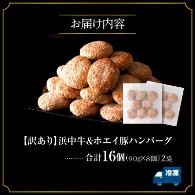 【訳あり】浜中牛&ホエイ豚 ハンバーグ 16個 惣菜_H0019-100