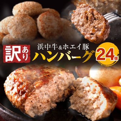 【訳あり】浜中牛&ホエイ豚 ハンバーグ 24個 惣菜_ H0019-102