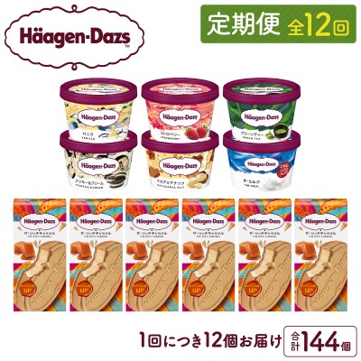 <全12回定期便・連続>ハーゲンダッツ『ミニカップ&クリスピーサンド　144個』_H0026-043