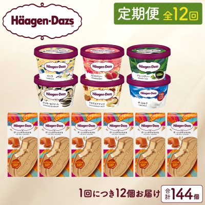 <全12回定期便・連続>ハーゲンダッツ『ミニカップ&クリスピーサンド　144個』_H0016-139
