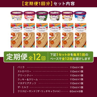 <全12回定期便・連続>ハーゲンダッツ『ミニカップ&クリスピーサンド　144個』_H0016-139