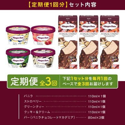 <全3回定期便・連続>ハーゲンダッツ『ミニカップ&バーセット(合計21個)』_H0026-030