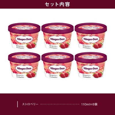 ハーゲンダッツ『ミニカップ6個セット(ストロベリー味)』アイスクリーム_H0016-022