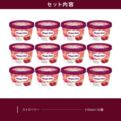 ハーゲンダッツ『ミニカップ12個セット(ストロベリー味)』アイスクリーム_H0016-023