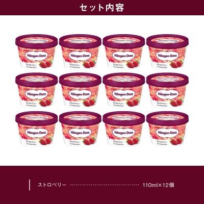 ハーゲンダッツ『ミニカップ12個セット(ストロベリー味)』アイスクリーム_H0016-117