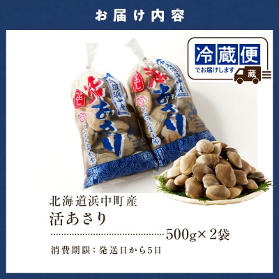 【訳あり】4月～6月発送《先行受付・期間限定》浜中町産活あさり(500g×2袋)_H0023-049