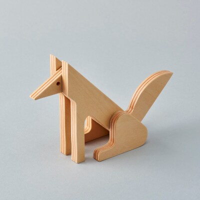 PLYWOOD laboratory　Paper-Wood アニマルパズル「kitakitsune」