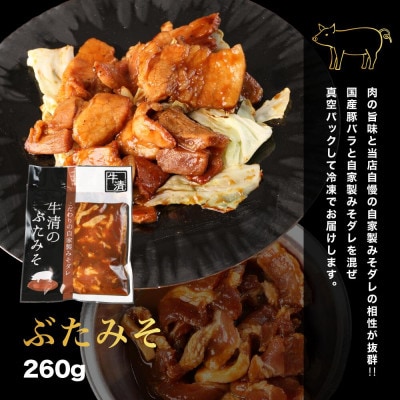 牛清 特製みそダレ Aセット 牛ホルモン200g×1、豚肉×1 BBQで活躍する牛肉とぶた肉の味噌漬