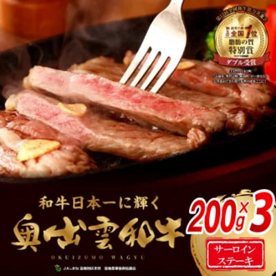 奥出雲和牛肉サーロインステーキ200g×3枚(飯南町)
