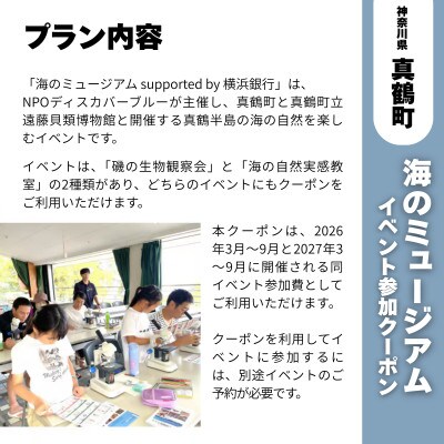 「海のミュージアム 磯の生物観察会・海の自然実感教室」参加費2000円分クーポン