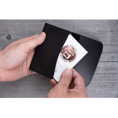 広島ジビエレザー　東広島産天然鹿革　本革名刺入れ　カード入れにもおすすめ【01ブラック】