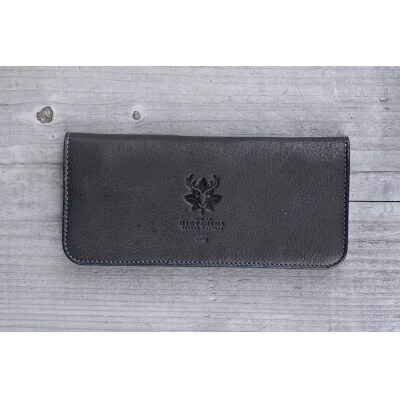 広島ジビエレザー東広島産天然鹿革　軽くて柔らかく手使いやすい本革スタンダード長財布【01ブラック】