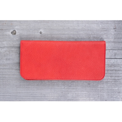 広島ジビエレザー東広島産天然鹿革　軽くて柔らかく手使いやすい本革スタンダード長財布　【03レッド】