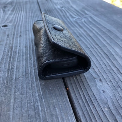 広島ジビエレザー鹿革コンパクトキーケース【01ブラック】