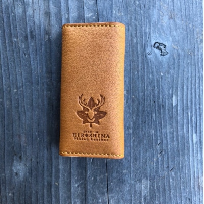 広島ジビエレザー鹿革コンパクトキーケース【02キャメル】
