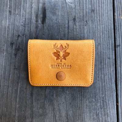 広島ジビエレザー　鹿革ボックス型二つ折りコインケース【02キャメル】