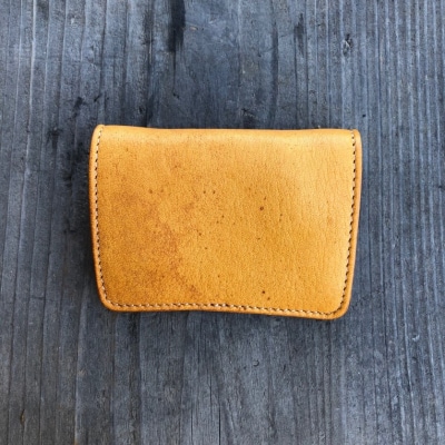 広島ジビエレザー　鹿革ボックス型二つ折りコインケース【02キャメル】