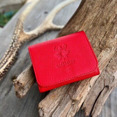 【広島ジビエレザー】カードが飛び出す!コンパクトウォレット【東広島産鹿革&牛革ミニ財布】　【茶】