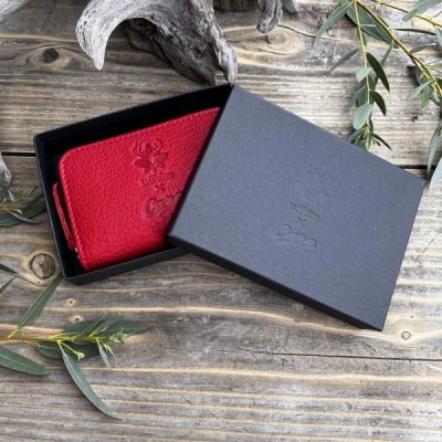 【広島東洋カープ×広島ジビエレザー】東広島産天然鹿革ミニラウンドファスナーコンパクト財布