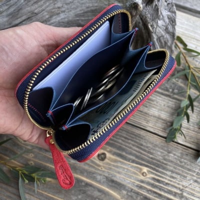 【広島東洋カープ×広島ジビエレザー】東広島産天然鹿革ミニラウンドファスナーコンパクト財布