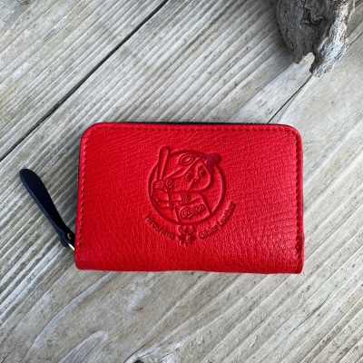 【広島東洋カープ×広島ジビエレザー】東広島産天然鹿革ミニラウンドファスナーコンパクト財布