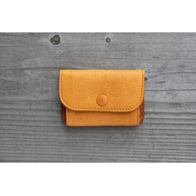 広島ジビエレザー　東広島産天然鹿革　ミニマム財布【02キャメル】