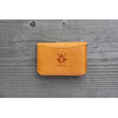 広島ジビエレザー　東広島産天然鹿革　ミニマム財布【02キャメル】