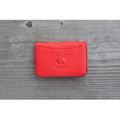 広島ジビエレザー　東広島産天然鹿革　ミニマム財布【03レッド】