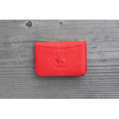 広島ジビエレザー　東広島産天然鹿革　ミニマム財布【03レッド】