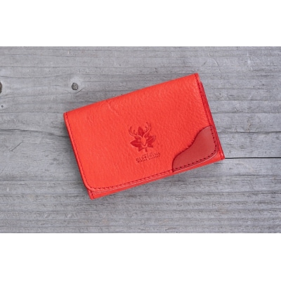 広島ジビエレザー　東広島産天然鹿革　本革名刺入れ　カード入れにもおすすめ　【03レッド】