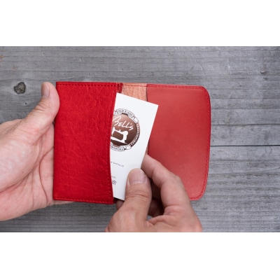 広島ジビエレザー　東広島産天然鹿革　本革名刺入れ　カード入れにもおすすめ　【03レッド】