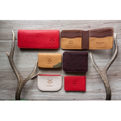 広島ジビエレザー　東広島産天然鹿革　本革名刺入れ　カード入れにもおすすめ　【03レッド】