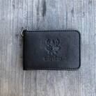 広島ジビエレザー　東広島産天然鹿革二つ折りID/パスケース【01ブラック】